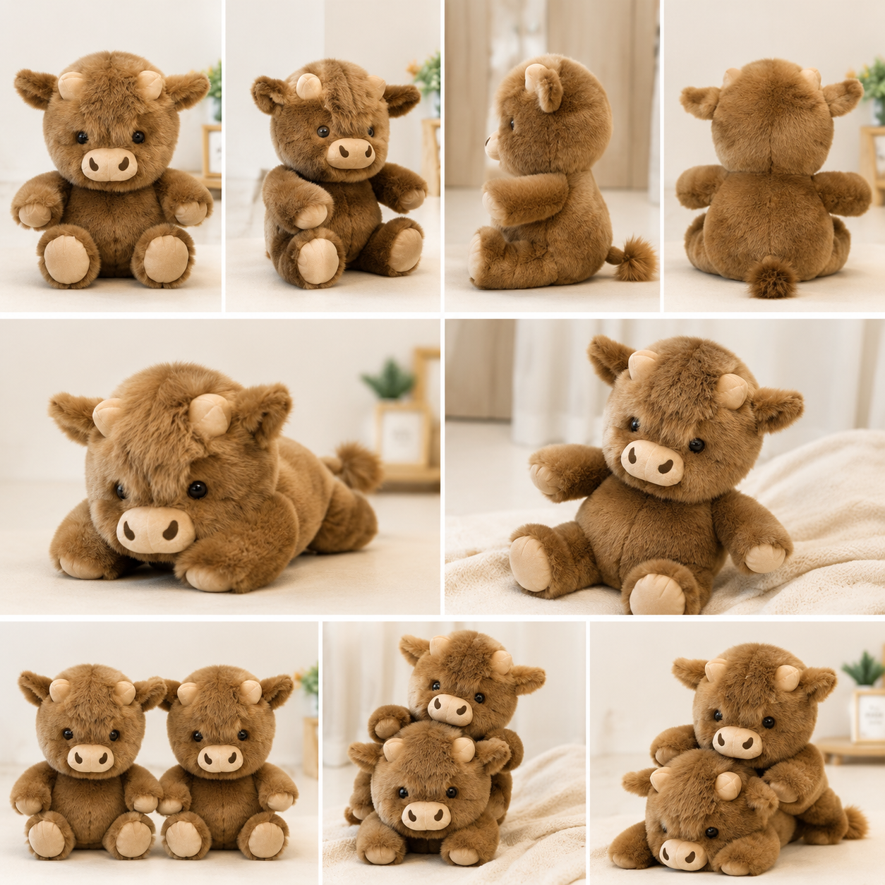 Fluffy White Cow Plush Pillow Toy