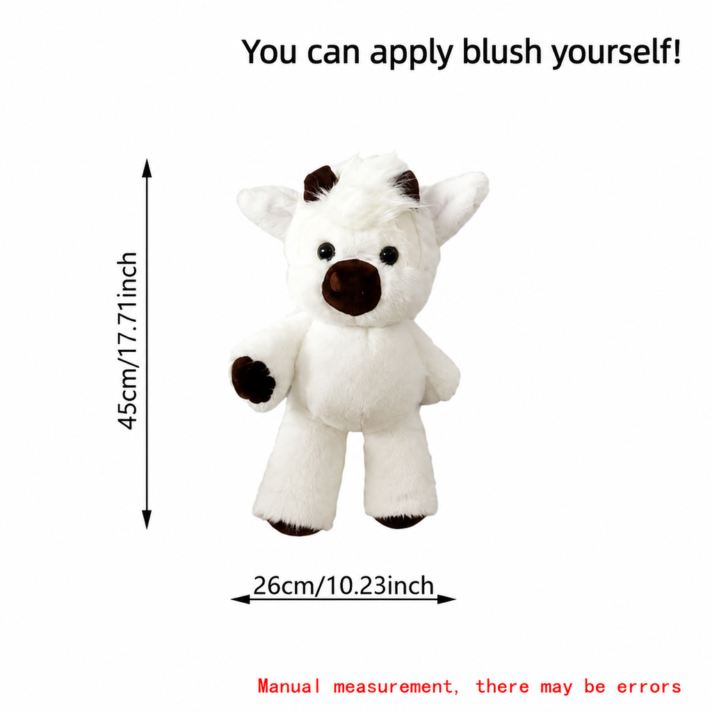 Fluffy White Cow Plush Pillow Toy